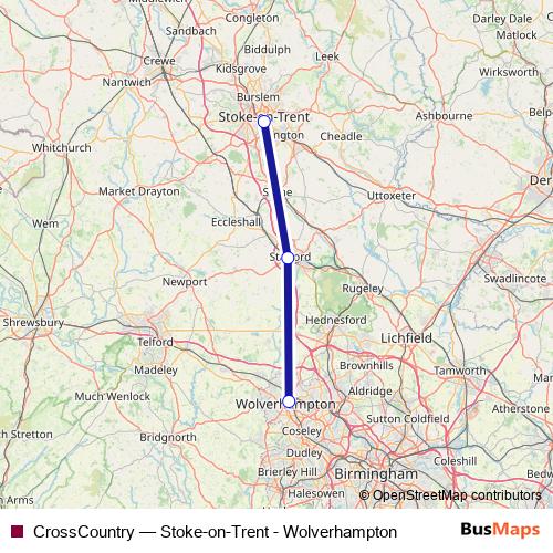 CrossCountry bus Line Map
