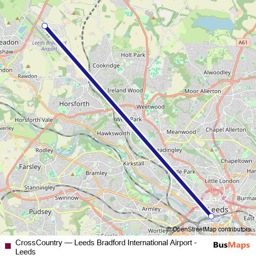 CrossCountry bus Line Map