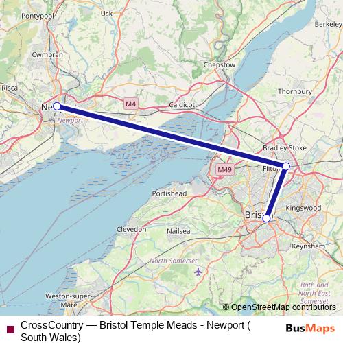 CrossCountry bus Line Map