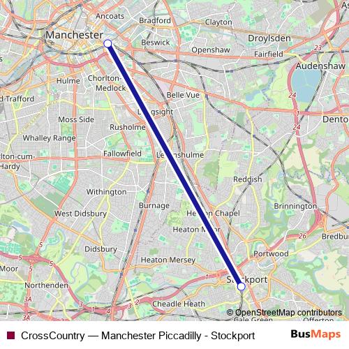 CrossCountry bus Line Map