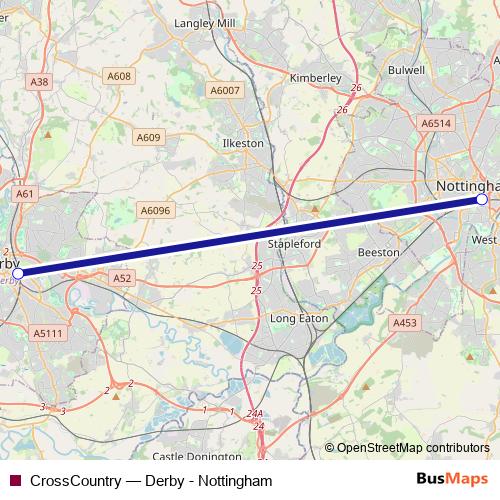 CrossCountry bus Line Map