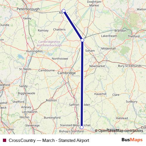 CrossCountry bus Line Map