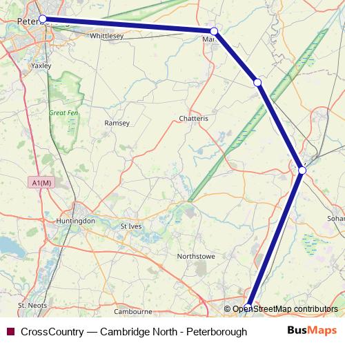 CrossCountry bus Line Map
