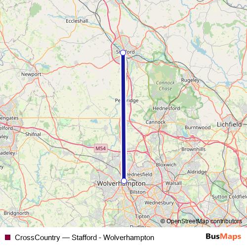 CrossCountry bus Line Map
