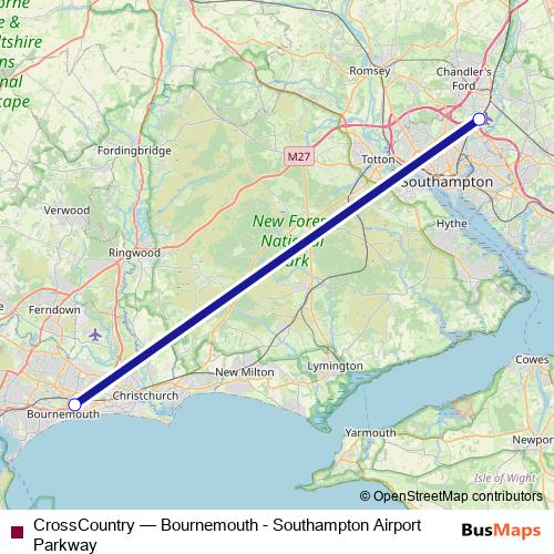 CrossCountry bus Line Map