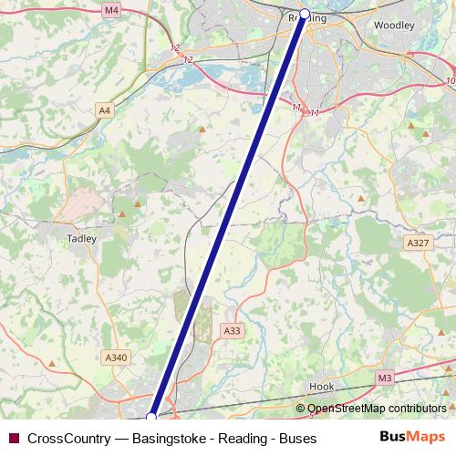 CrossCountry bus Line Map