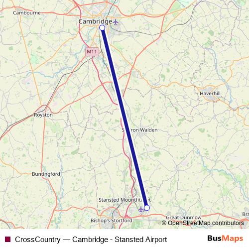 CrossCountry bus Line Map