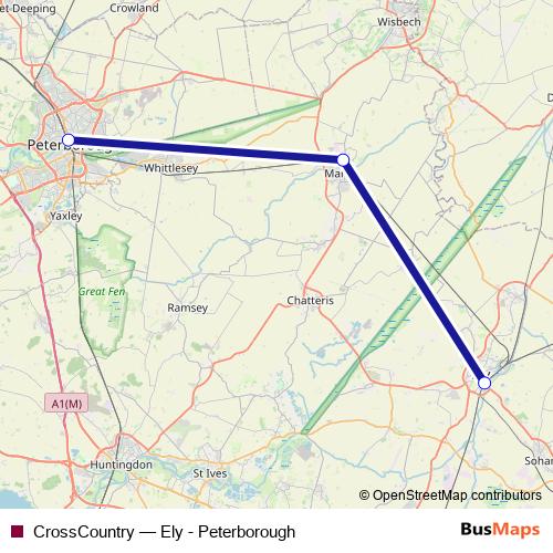 CrossCountry bus Line Map