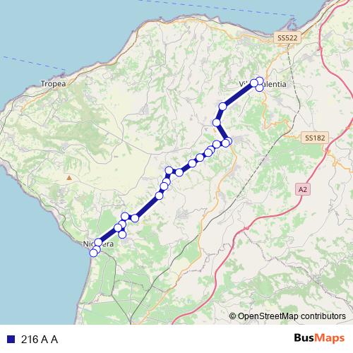 216 A A bus Line Map