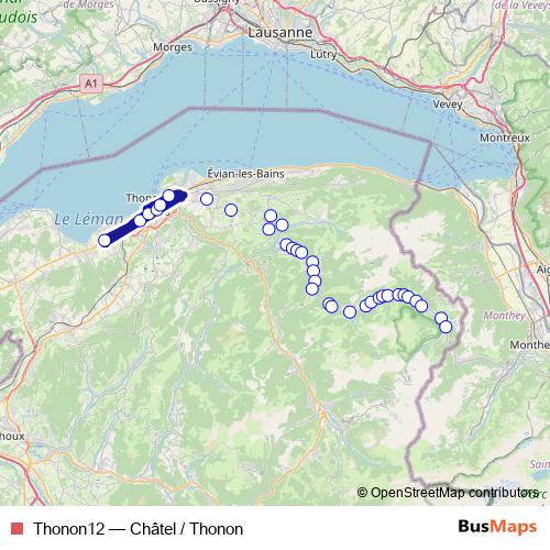 Thonon12 bus Line Map
