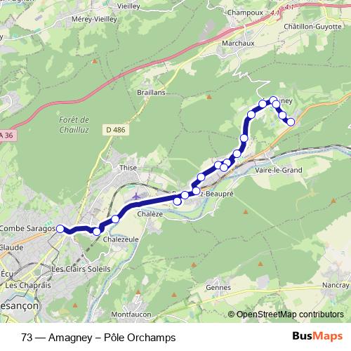73 bus Line Map