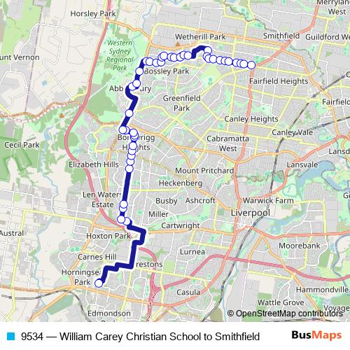 9534 bus Line Map