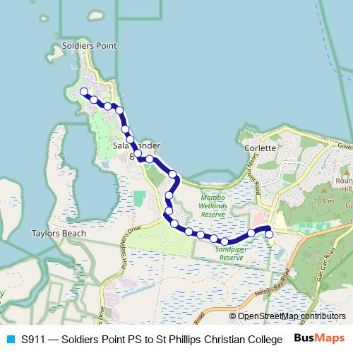 S911 bus Line Map