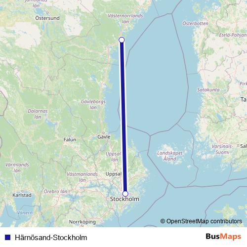 Härnösand-Stockholm ferry Line Map