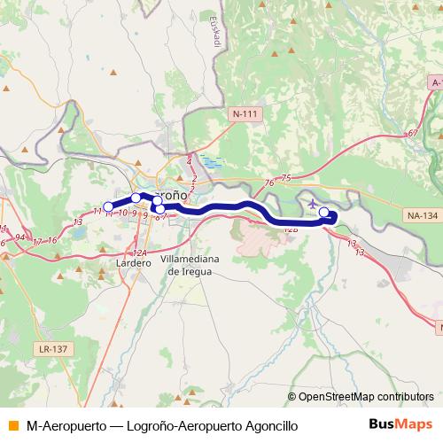 M-Aeropuerto bus Line Map