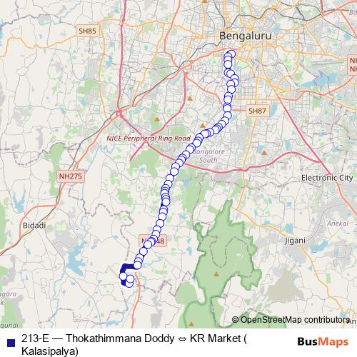 213-E bus Line Map