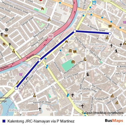 Kalentong JRC-Namayan via P Martinez bus Line Map