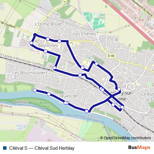 Citéval S bus Line Map