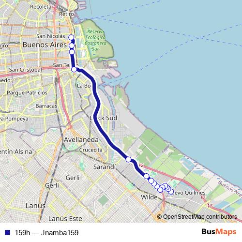 159h bus Line Map