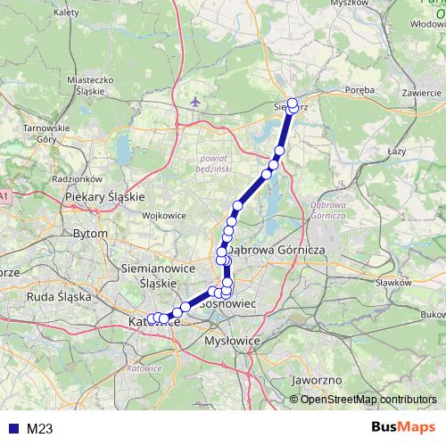 M23 bus Line Map