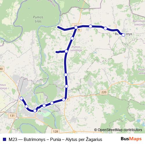 M23 bus Line Map