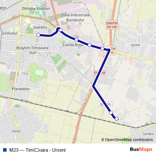 M23 bus Line Map