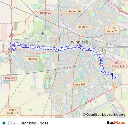 D15 bus Line Map