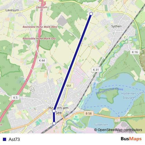 Ast73 bus Line Map