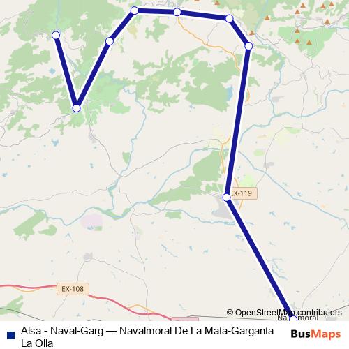 Alsa - Naval-Garg bus Line Map