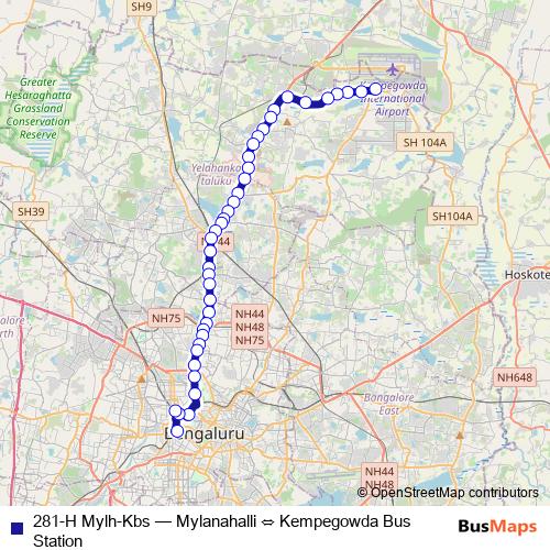 281-H Mylh-Kbs bus Line Map