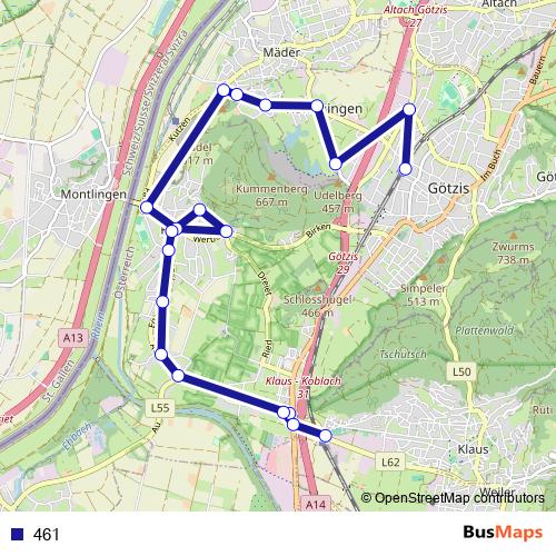 461 bus Line Map