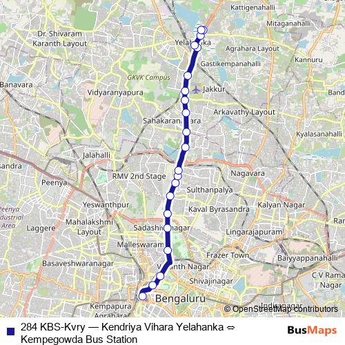 284 KBS-Kvry bus Line Map