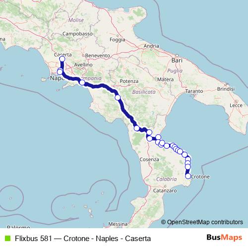 Flixbus 581 bus Line Map