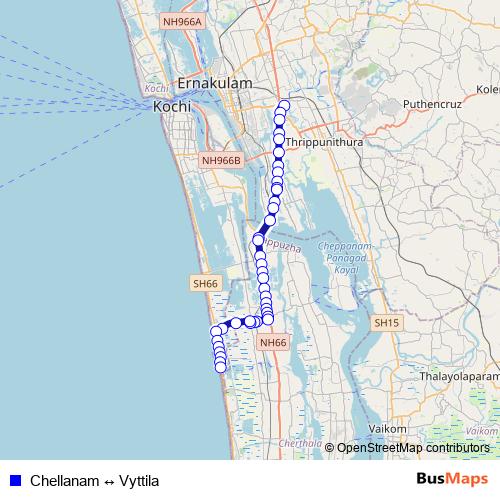 Chellanam ↔ Vyttila bus Line Map
