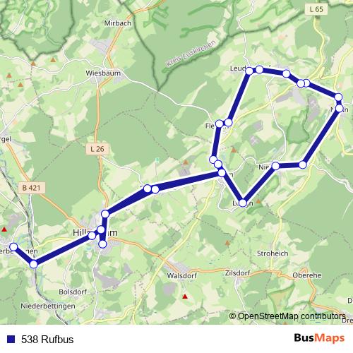 538 Rufbus bus Line Map