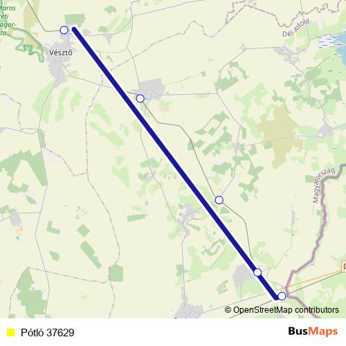 Pótló 37629 bus Line Map