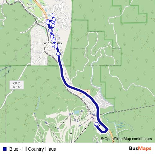 Blue - Hi Country Haus bus Line Map