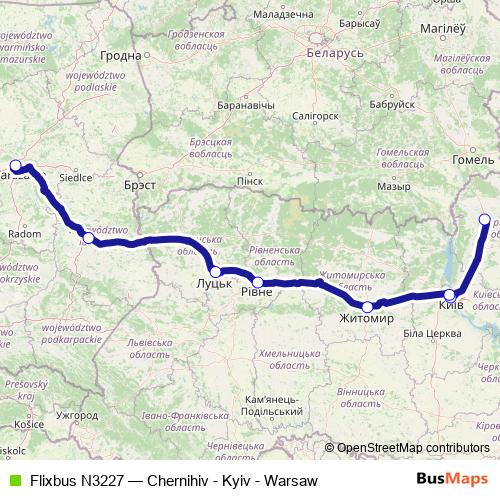 Flixbus N3227 bus Line Map
