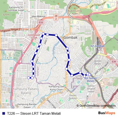 T226 bus Line Map