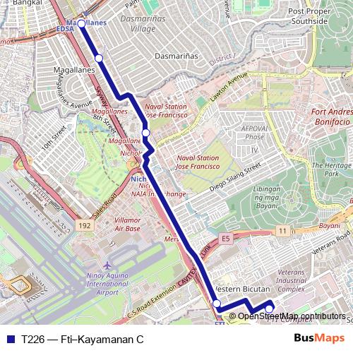 T226 bus Line Map