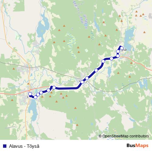 Alavus - Töysä bus Line Map