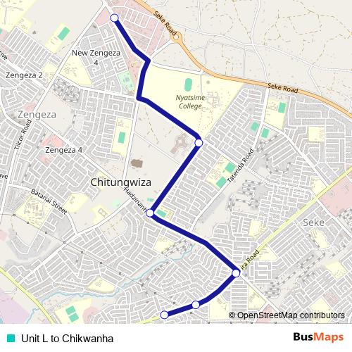 Unit L to Chikwanha bus Line Map