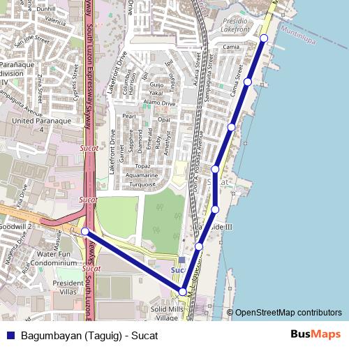 Bagumbayan (Taguig) - Sucat bus Line Map