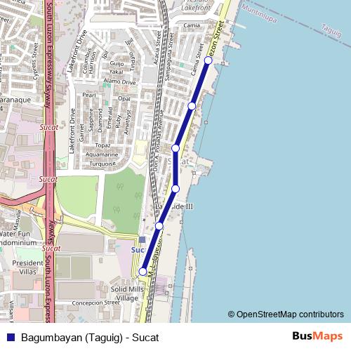 Bagumbayan (Taguig) - Sucat bus Line Map