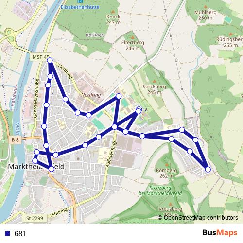 681 bus Line Map
