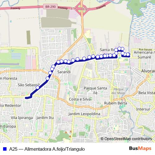 A25 bus Line Map
