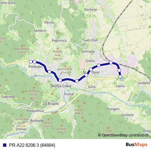 PR A22 6206 3 (64884) bus Line Map