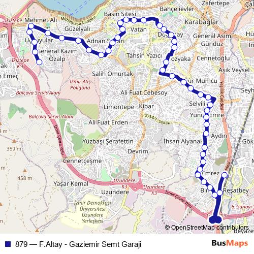 879 bus Line Map