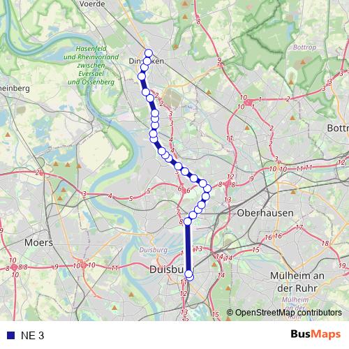 NE 3 bus Line Map