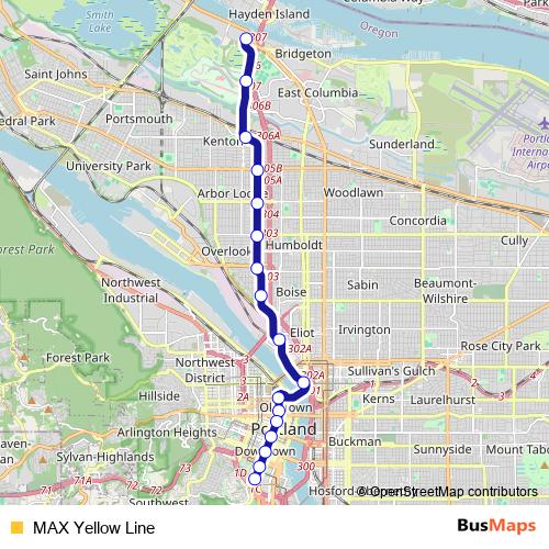 MAX Yellow Line tram Line Map